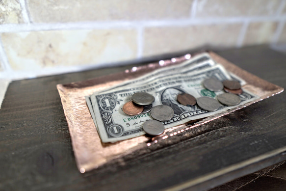 【jyumoku】--  copper cash tray　銅キャッシュトレ -- 190mm×110mm【受注製作】 1枚目の画像