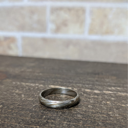 一点物  --mokumegane--   ring  15号【silver×brass ラウンド】木目金リング 2枚目の画像