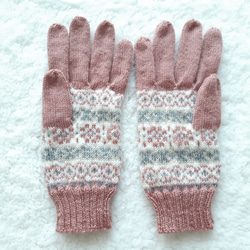 編み込み手袋　ピンク 3枚目の画像