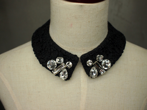 Bijou lace collar [Black] 3枚目の画像