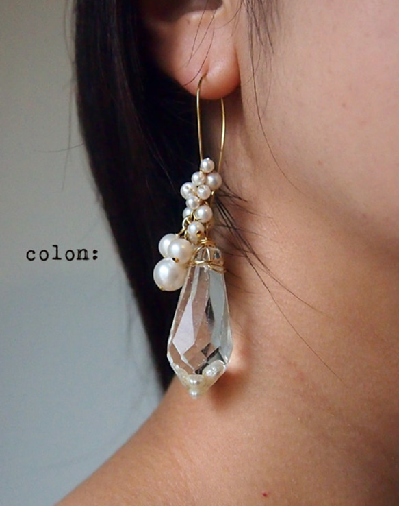 crystal　pierced earrings 2枚目の画像