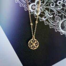 18k vermeil gold filigree round pendant ネックレス 16k 3 ミクロン 1枚目の画像