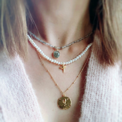 18k vermeil シャークトゥースと淡水真珠のネックレス　ヴェルメイユ 2枚目の画像