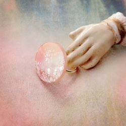 -Milky caramel iridescent resin round ring- ラウンド型レジンのリング 3枚目の画像