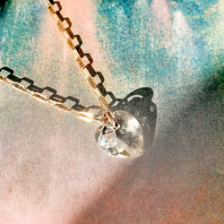 K14gf 施華洛世奇水晶大號心形與 14kgf 鏈條項鍊 第7張的照片