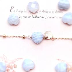 Light blue lace agate simple summer 14k gold filled bracelet 1枚目の画像