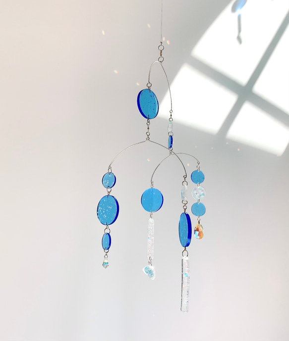 モビール/サンキャッチャー-ブルームーン-Blue moon resin hanging mobile2-スワロフスキー 4枚目の画像