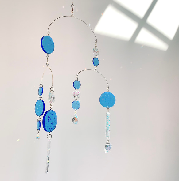 モビール/サンキャッチャー-ブルームーン-Blue moon resin hanging mobile2-スワロフスキー 5枚目の画像