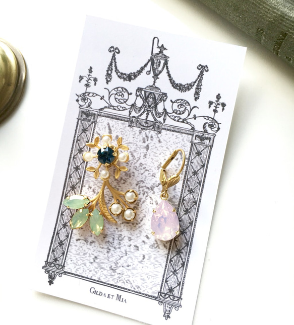 **新年銷售♡15折花與施華洛世奇耳環-Madelaine-經典，服裝，珍珠 第2張的照片