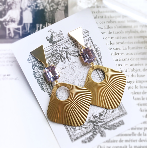 美國復古黃銅吊墜和紫翠玉顏色復古燕子耳環 第1張的照片