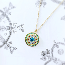 Vintage Swarovski Round Drop Pendant Necklace -péri dot blue opa 第1張的照片