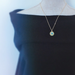 Vintage Swarovski Round Drop Pendant Necklace -péri dot blue opa 第2張的照片