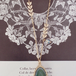 綠瑪瑙（瑪瑙）和葉鏈項鍊天然石材 第2張的照片