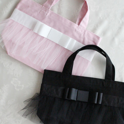 《送料込》フリリーバッグ　【ピンク×ホワイト】Frilly Bag by grace a vous 2枚目の画像