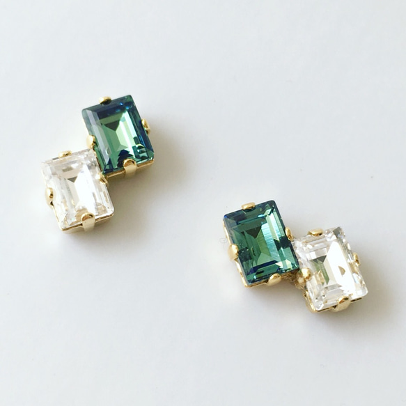 施華洛世奇雙點耳環*綠色和水晶 第1張的照片