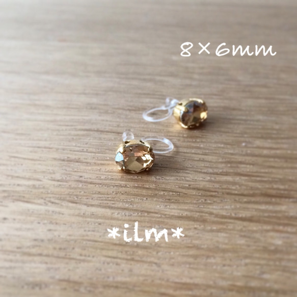 [Creema limited]施華洛世奇Petit橢圓形耳環*適用於金屬過敏 第6張的照片