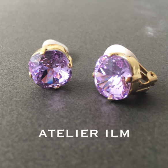 【定做】水晶耳環*紫羅蘭 第1張的照片