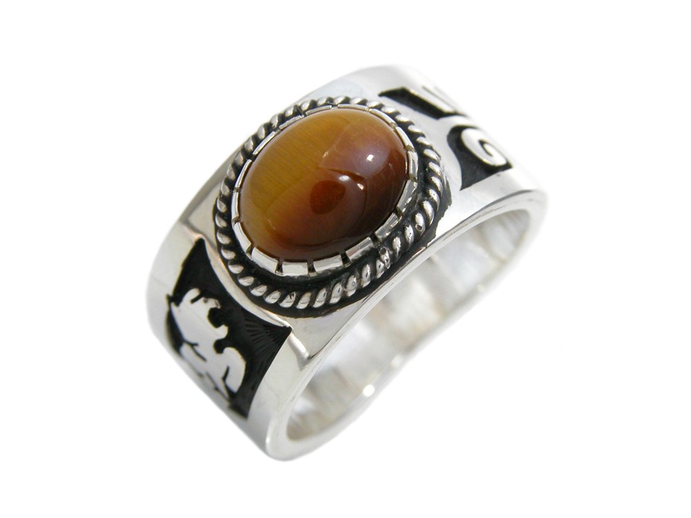 タイガーアイ（トラメ石）のトラのシルバーリング 【受注製作】