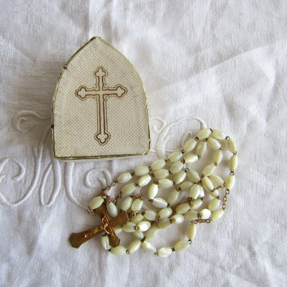 クロスペンダントトップ マザーオブパール フランス レア