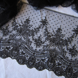 フランスアンティーク黒チュールレース幅広36cm長さ520cm レース