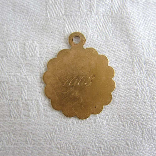 フランスアンティーク3個メダイ天使18K純銀1903年 チャーム deparis