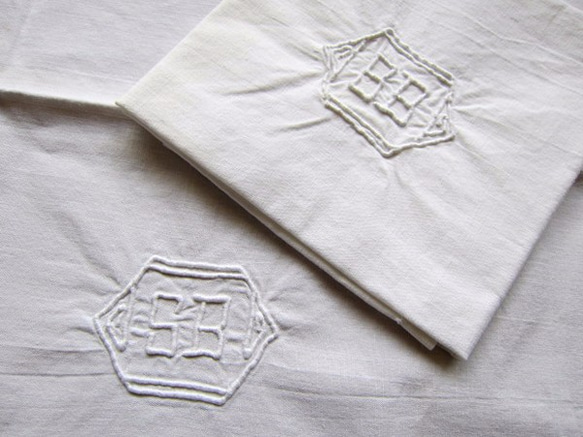 フランスアンティーク リネン ナプキン刺繍SBクロス 生地 deparis 通販