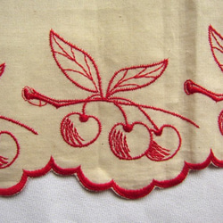 フランス刺繍テープ棚飾さくらんぼ巾18×105㎝ヴィンテージ 4枚目の画像