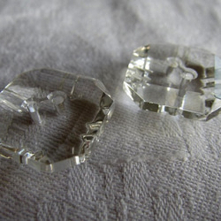 【19mm2個】クリアガラス釦 フランスアンティーク オクトゴナル 5枚目の画像
