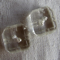 【19mm2個】クリアガラス釦 フランスアンティーク オクトゴナル 6枚目の画像