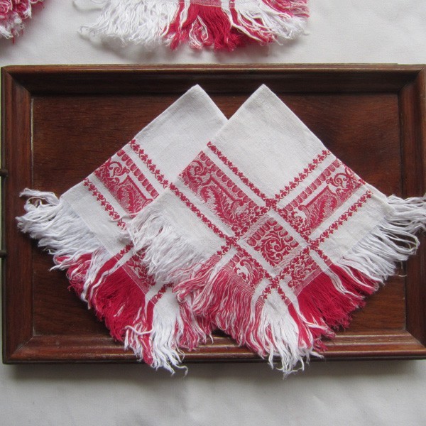 アンティーク フランス ダマスク織り ナプキン セット 布巾 アンティーク フランス ダマスク織り ナプキン セット 布巾