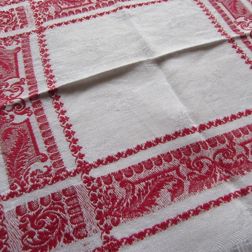 フランスアンティーク リネン ナプキン ダマスク織フリンジ 生地