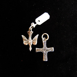 フランスアンティーク十字架と鳥800銀製チャーム2個ペンダントトップ 7枚目の画像