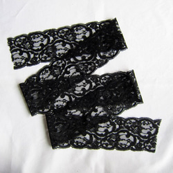 値下げ】フランスアンティーク黒チュールレース149cm幅8.5cm レース