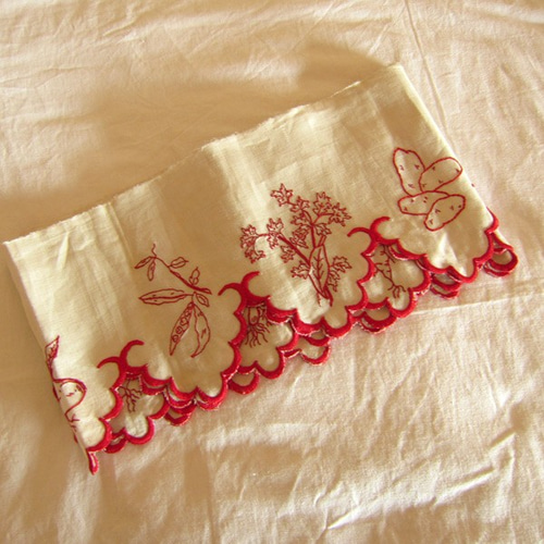 フランス　アンティーク　棚飾り布　レース生地　リネン　手刺繍 フランス アンティーク 棚飾り布 レース生地 リネン 手刺繍