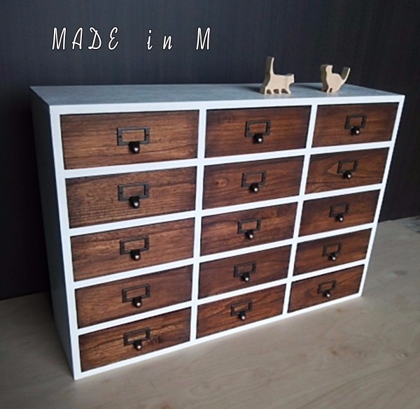 MADE in M｜15ポケット＊ホワイト＆ブラウン＊ドロワチェスト