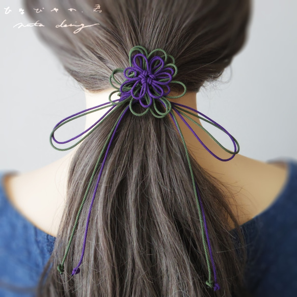 髮帶“Hinabiyaka，你”（紫色×深綠色） 第5張的照片