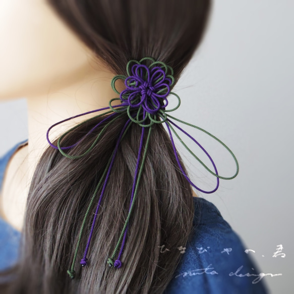 髮帶“Hinabiyaka，你”（紫色×深綠色） 第9張的照片