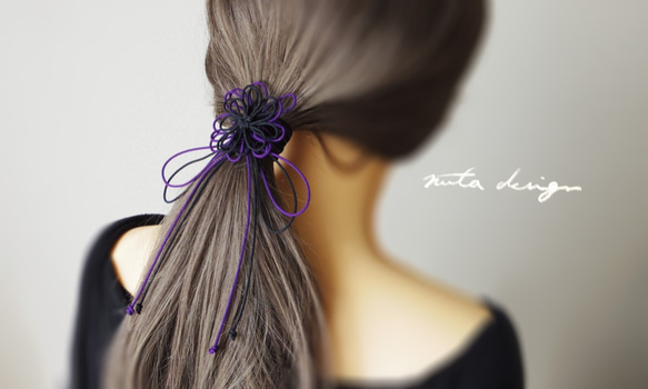 髮帶「Miyabiyaka，你」（黑色×紫色） 第8張的照片