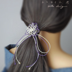 髮帶「Futo Omohi Kimi」（象牙色×淺紫色） 第7張的照片