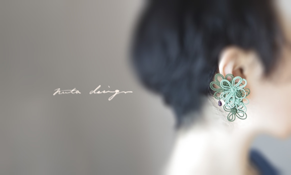Katappo 耳環“Kaori Zuisui”（淺綠色 x 深綠色） 第6張的照片