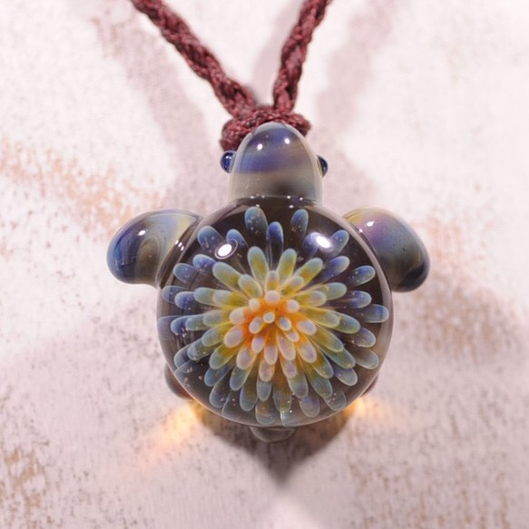 海龜（Honu）藍紫色＃01玻璃挂件 第5張的照片