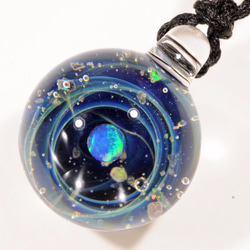 小宇宙 星のささやき スターダスト #184 球 M ブルーオパール ガラスペンダント microcosmos 1枚目の画像