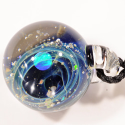 小宇宙 星のささやき スターダスト #184 球 M ブルーオパール ガラスペンダント microcosmos 5枚目の画像