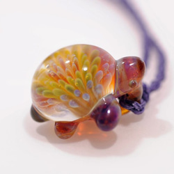 [預訂]海龜（Honu）牡丹粉色紫色＃01玻璃挂件 第4張的照片