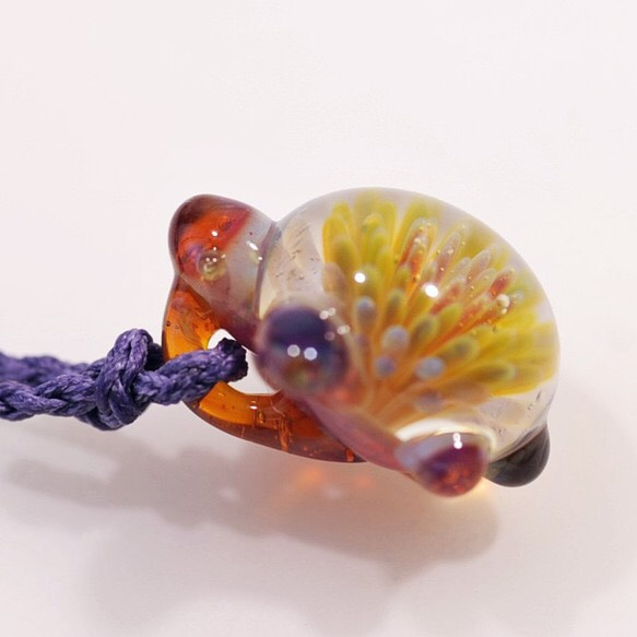 [預訂]海龜（Honu）牡丹粉色紫色＃01玻璃挂件 第5張的照片