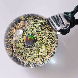 星塵夢想枚紅球一個縮影S黑色蛋白石分色玻璃吊墜微觀世界 第2張的照片