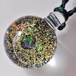 星塵夢想枚紅球一個縮影S黑色蛋白石分色玻璃吊墜微觀世界 第4張的照片