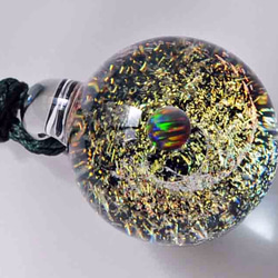 星塵夢想枚紅球一個縮影S黑色蛋白石分色玻璃吊墜微觀世界 第6張的照片