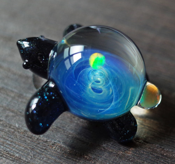 海龜（Honu）縮影滎陽＃01彩虹水晶蛋白石橙色乳白玻璃挂件 第7張的照片