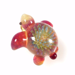 海亀（ホヌ）深海の花 #21 テキーラサンライズ ガラスペンダント 3枚目の画像
